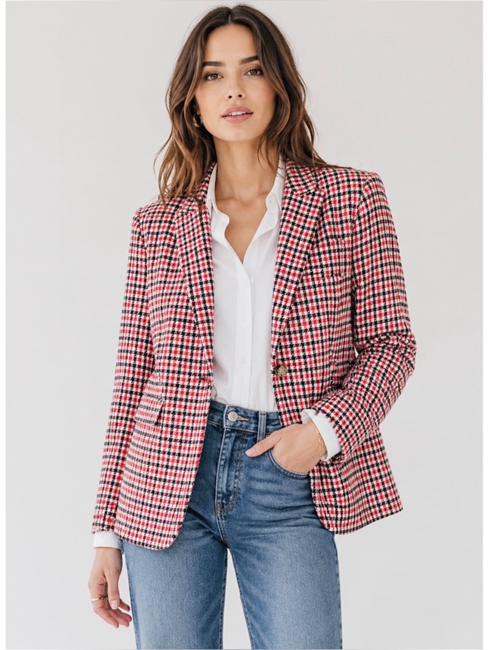 Talbots Plaid Multi Colour Jacket With Great Details Size 12P